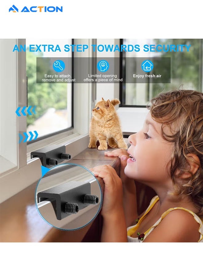 ACTION Window Locks,4 Pack Sliding Window Locks With Key For Vertical & Horizontal Sliding Windows Doors, Easy To Install, Adjustable Security Window Lock For Patio Bedroom Home And Office (Black) - Image 4